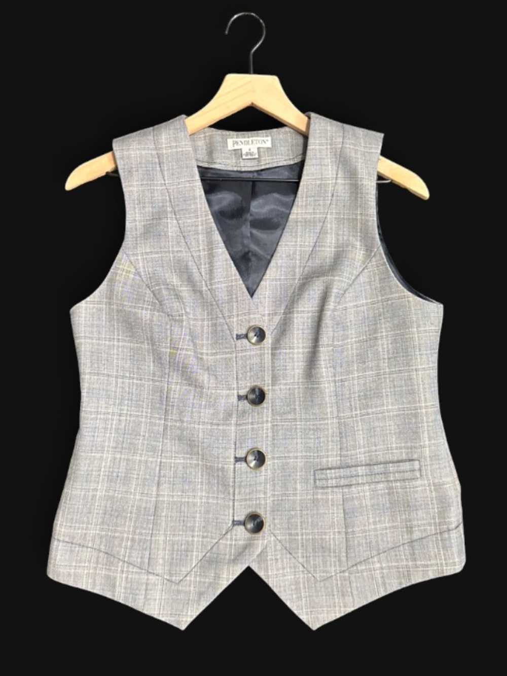 Pendleton Virgin Wool Glen Plaid Tailored Vest Academia Menswear Preppy
